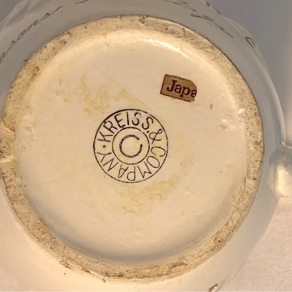 1950's Kreiss & Co. Santa Mug Christmas Rhinestone Eyes, Hand Painted. - Picture 8 of 10